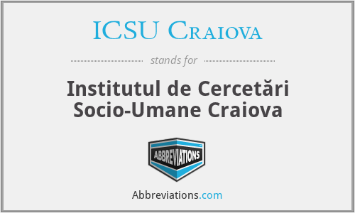 ICSU Craiova - Institutul de Cercetări Socio-Umane Craiova